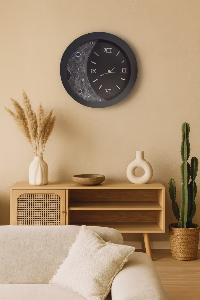 Mały zegar artystyczny 36 cm wykonany z masy strukturalnej